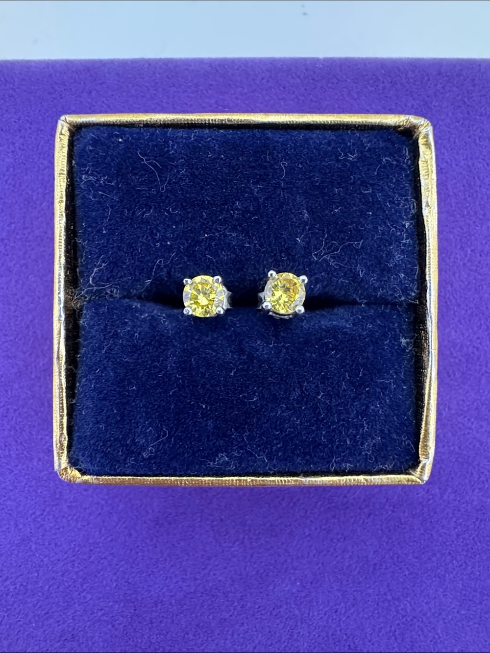💛 Classic 925 Yellow CZ Stone Stud Earrings | Designer Sunshine